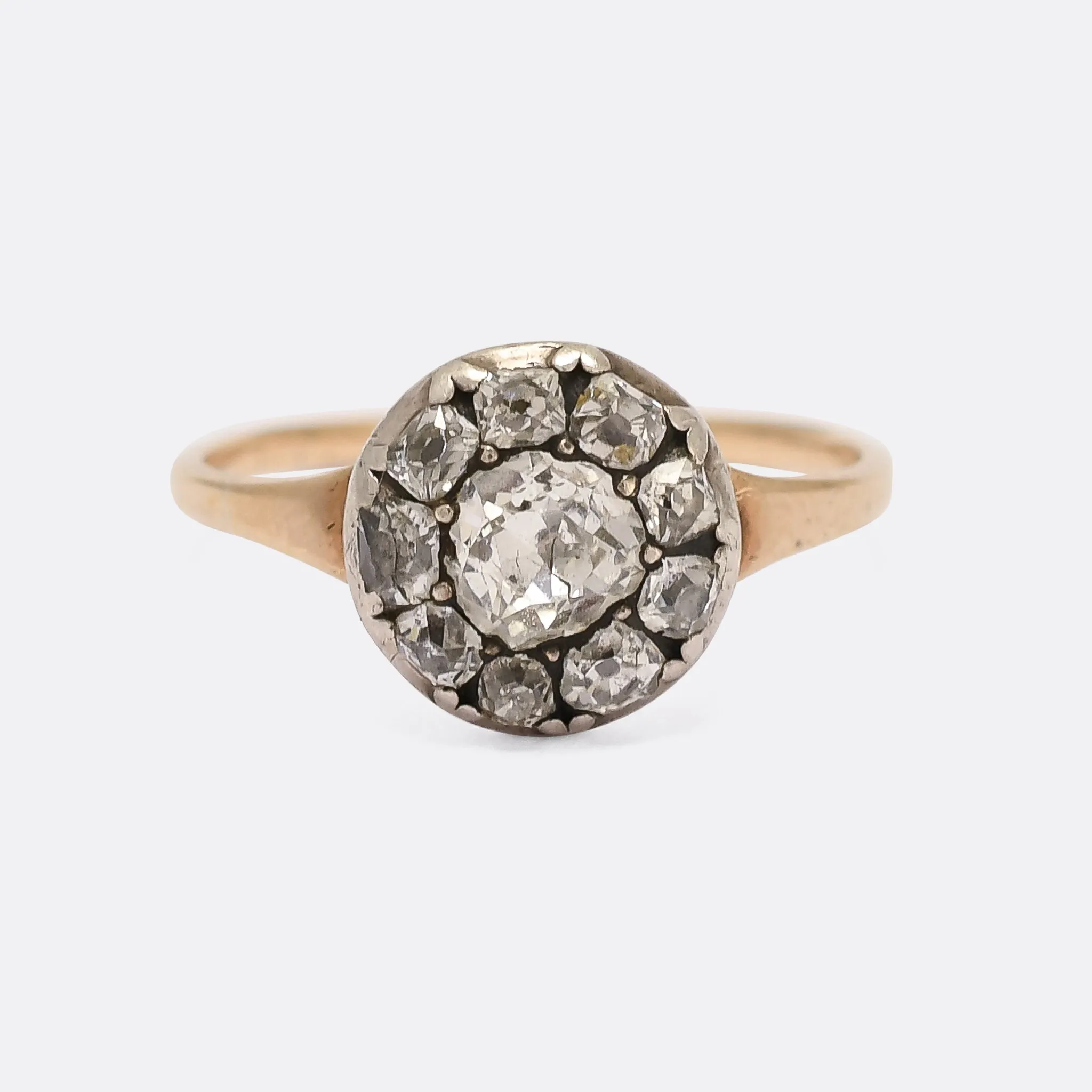 Georgian 0.74ct Old Cut Diamond Round Cluster Ring