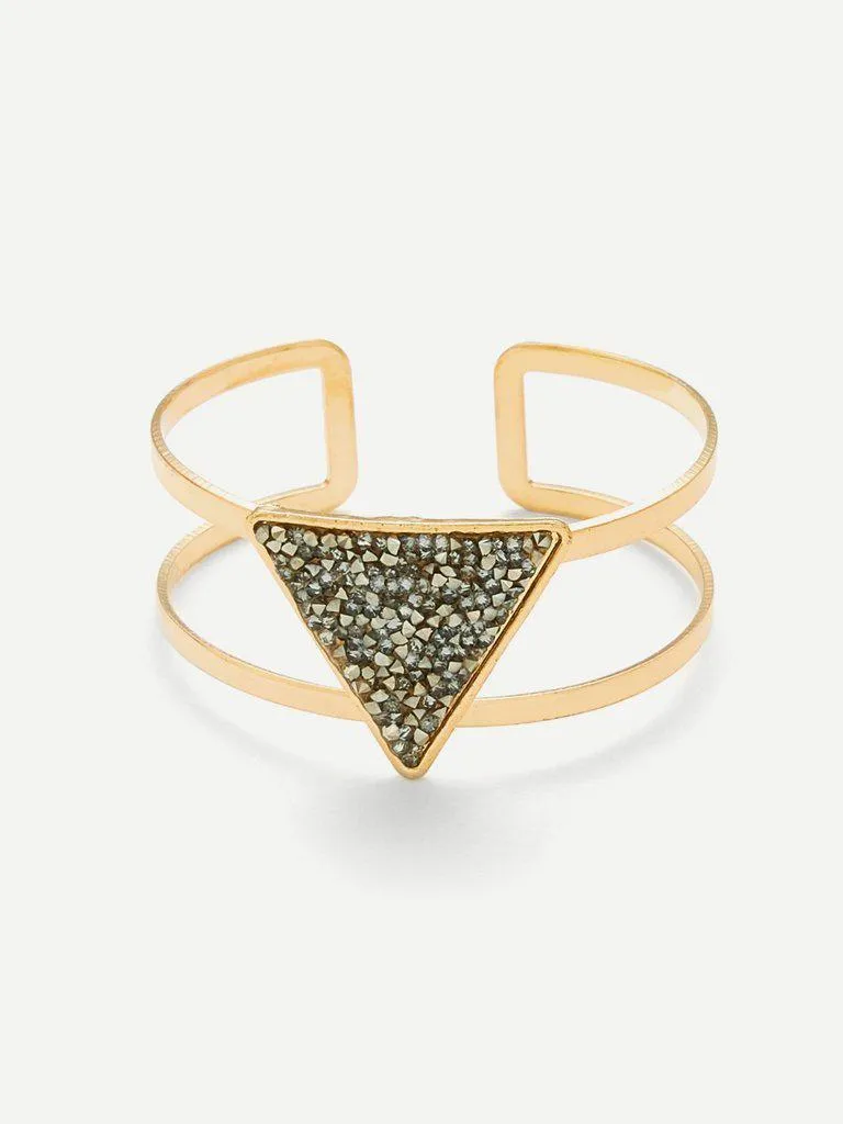 Glitter Stone Open Cuff Bangle