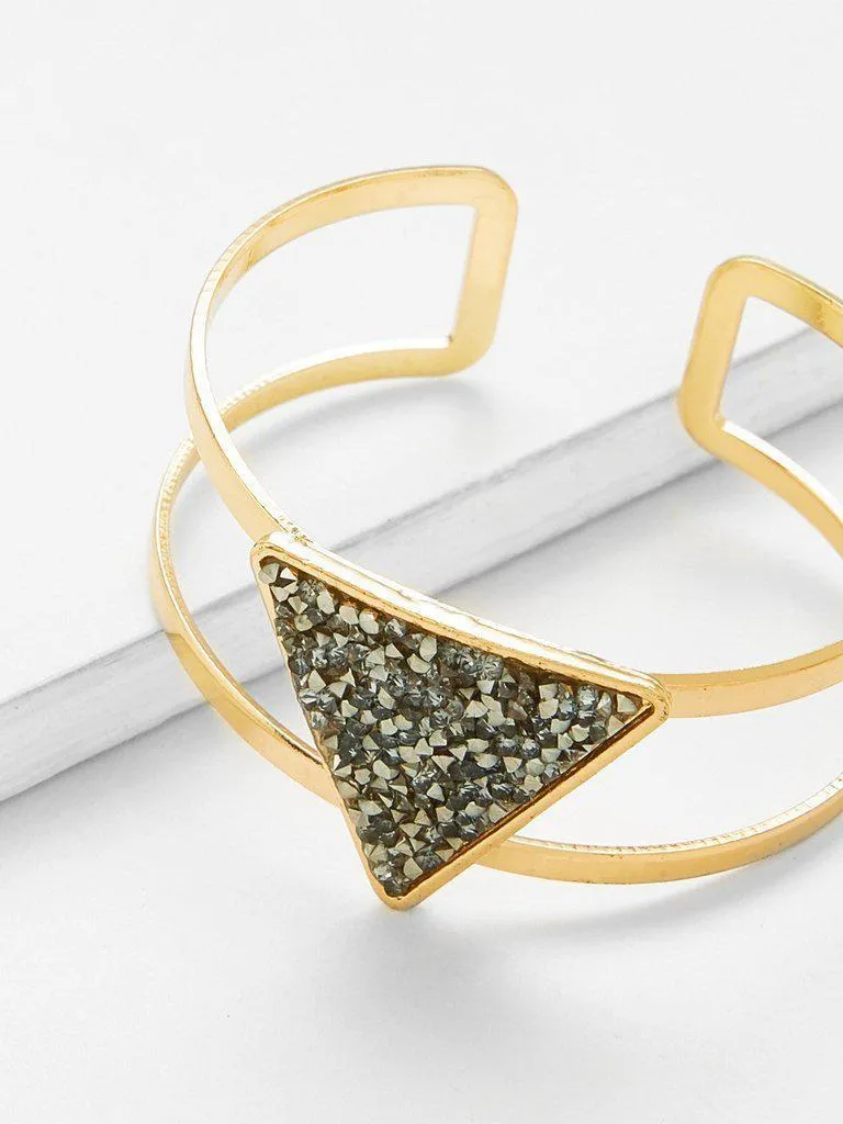 Glitter Stone Open Cuff Bangle