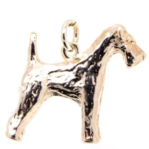 Gold Airedale Dog Charm
