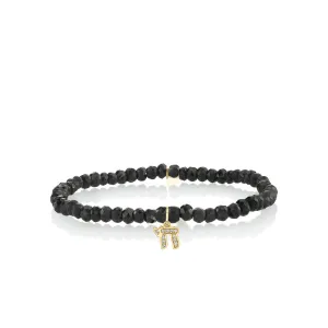 Gold & Diamond Chai on Black Spinel