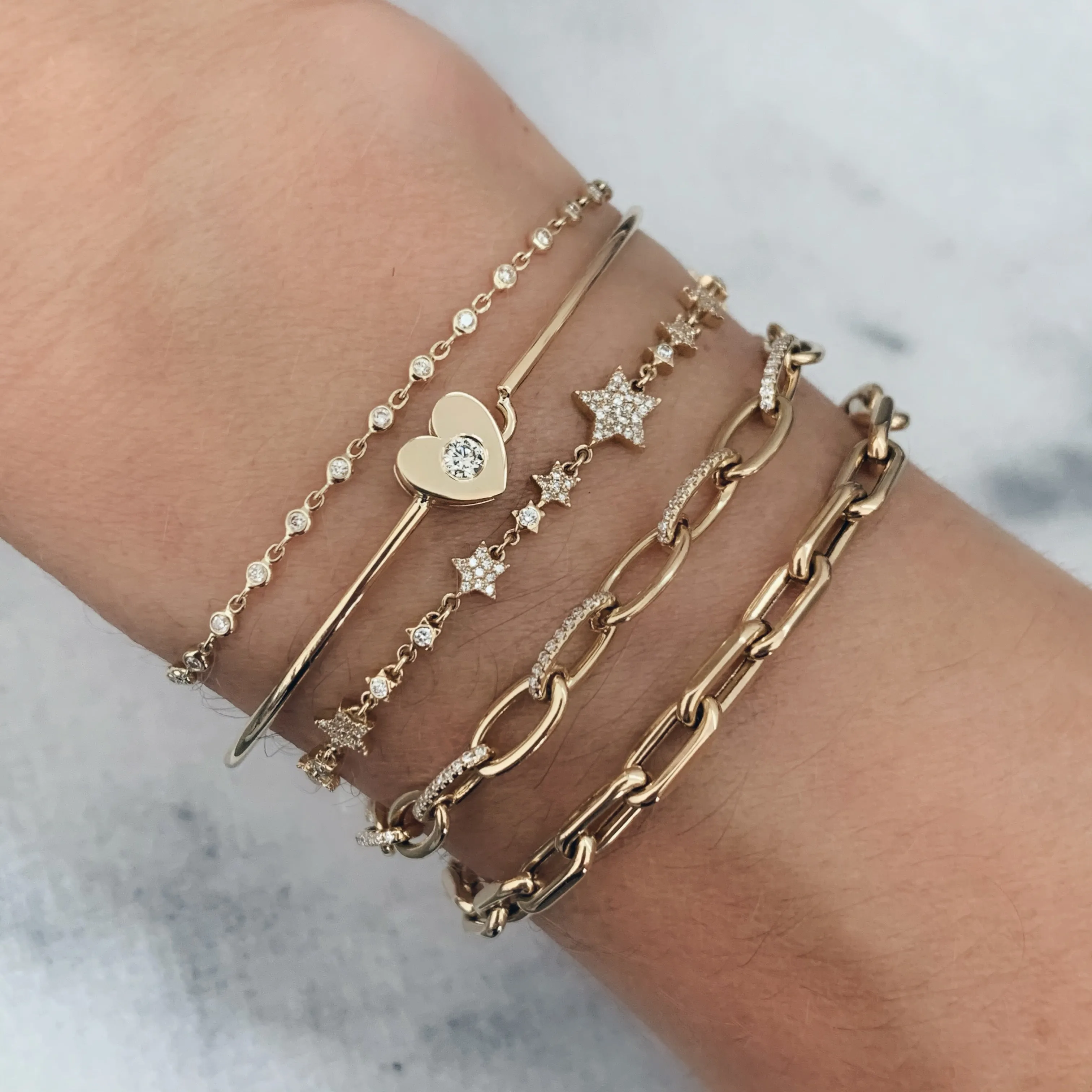 Gold & Diamond Link Chain Bracelet