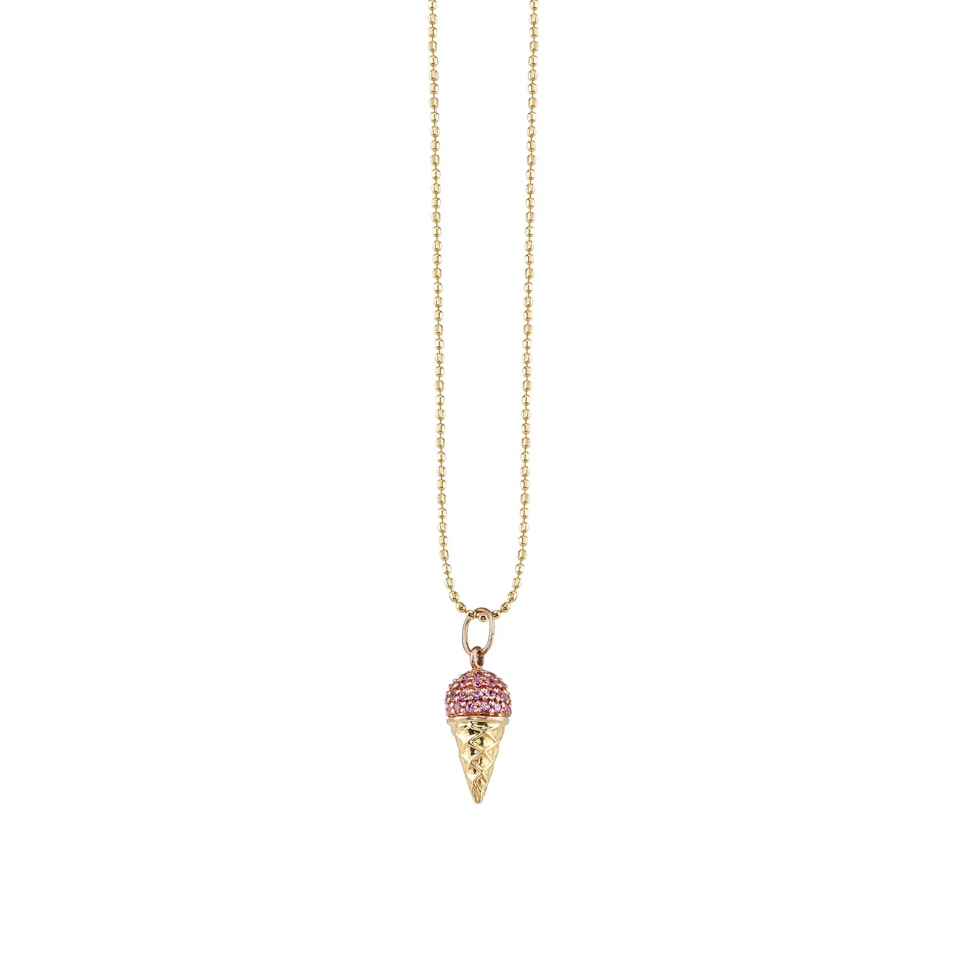 Gold & Pink Sapphire Ice Cream Charm