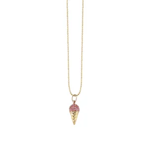 Gold & Pink Sapphire Ice Cream Charm