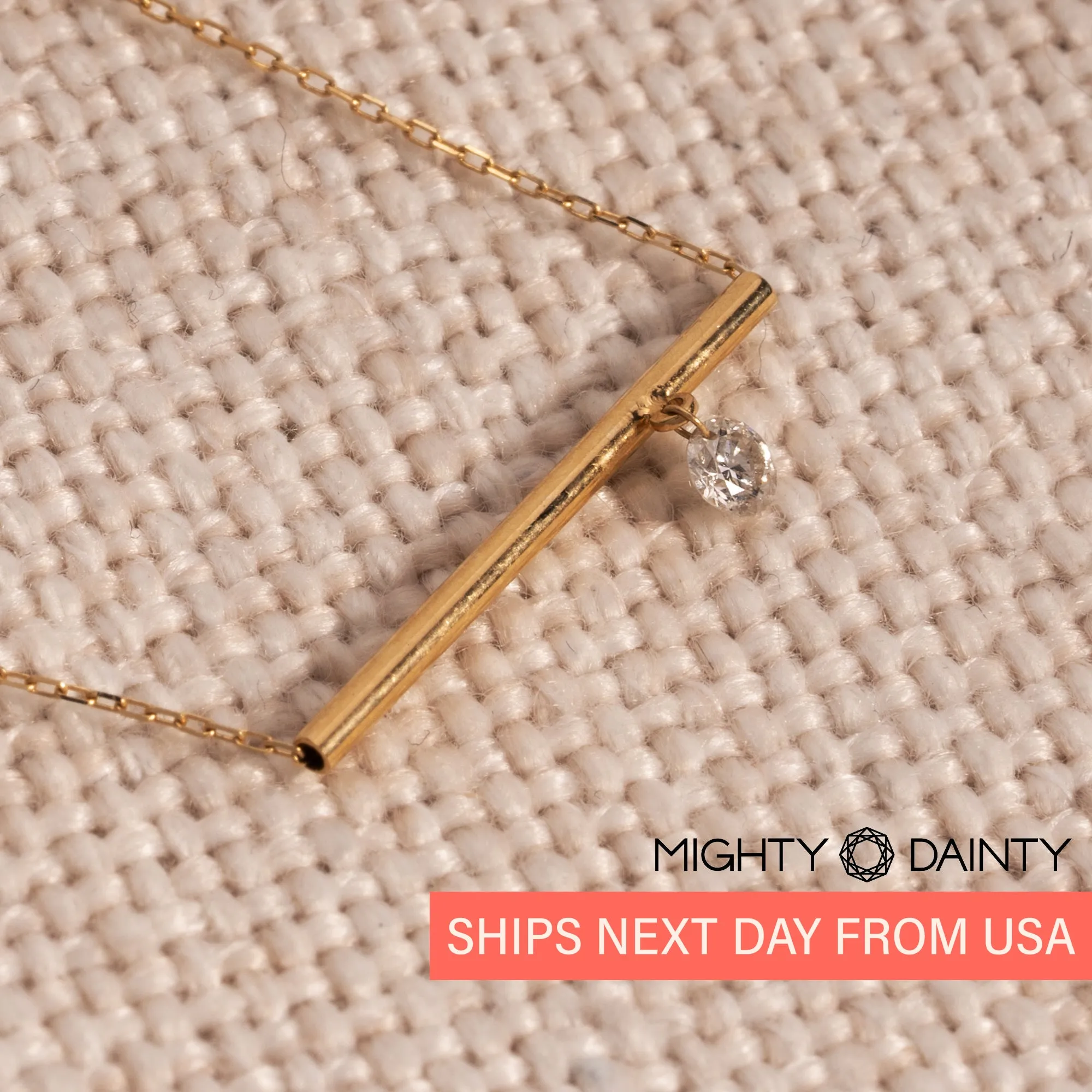 Gold Bar and Diamond Necklace