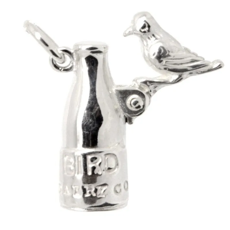 Gold Blue Tit on Milk Bottle Charm