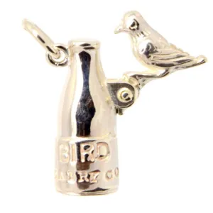 Gold Blue Tit on Milk Bottle Charm