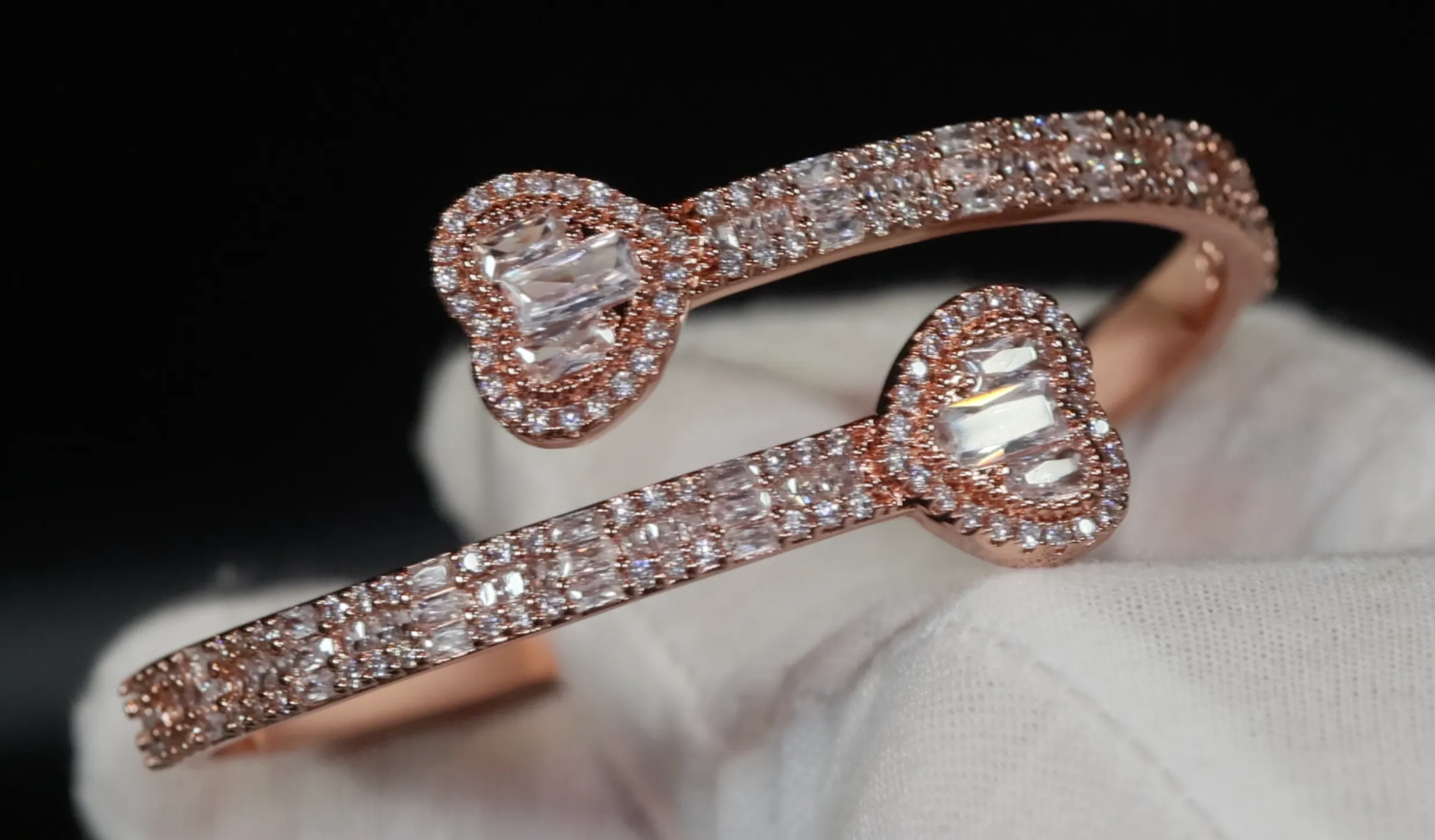 Gold Bracelet | Iced Out Bracelet | Womens Diamond Heart Bracelet | Baguette Heart Bracelet