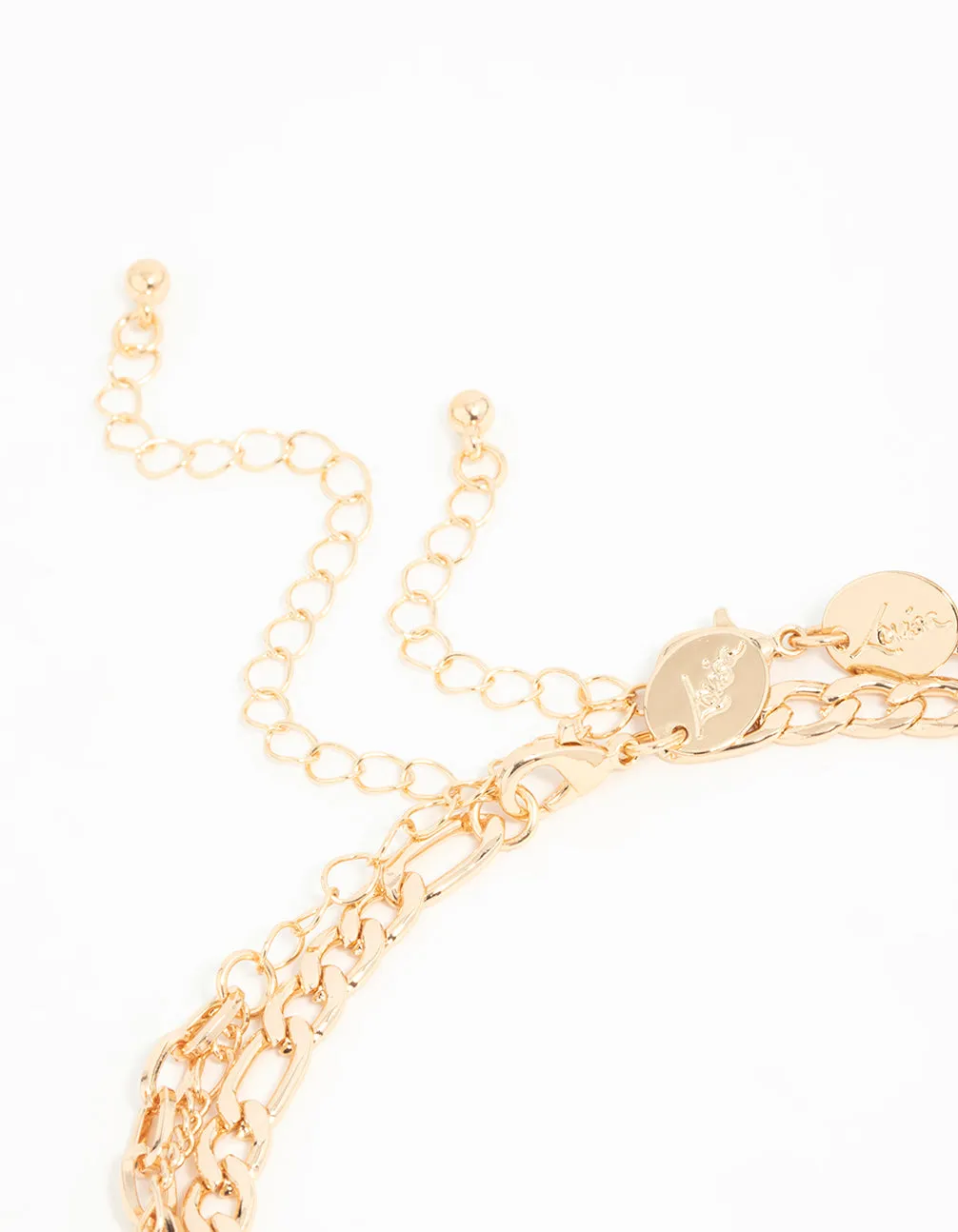 Gold Diamante T-Bar Layered Necklace