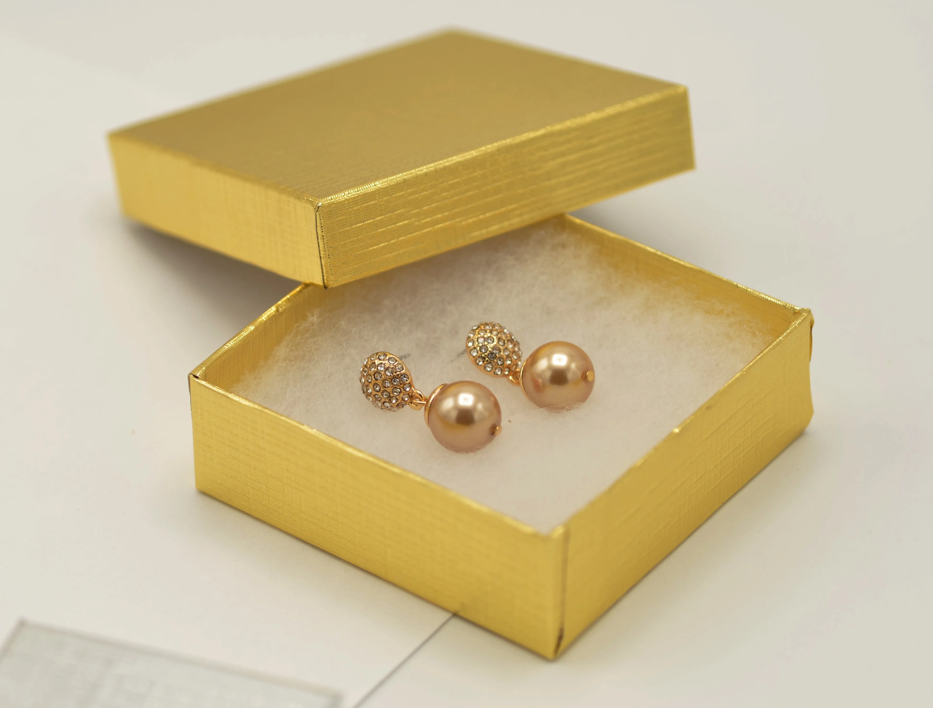 Gold Fire Ball Crystal And Champagine Pearl Drop Earrings #SQ321-10243565GCH(AB16)