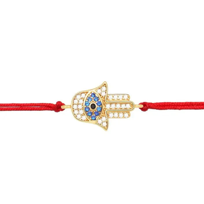 Gold Hamsa Evil Eye Red String Protection Bracelet