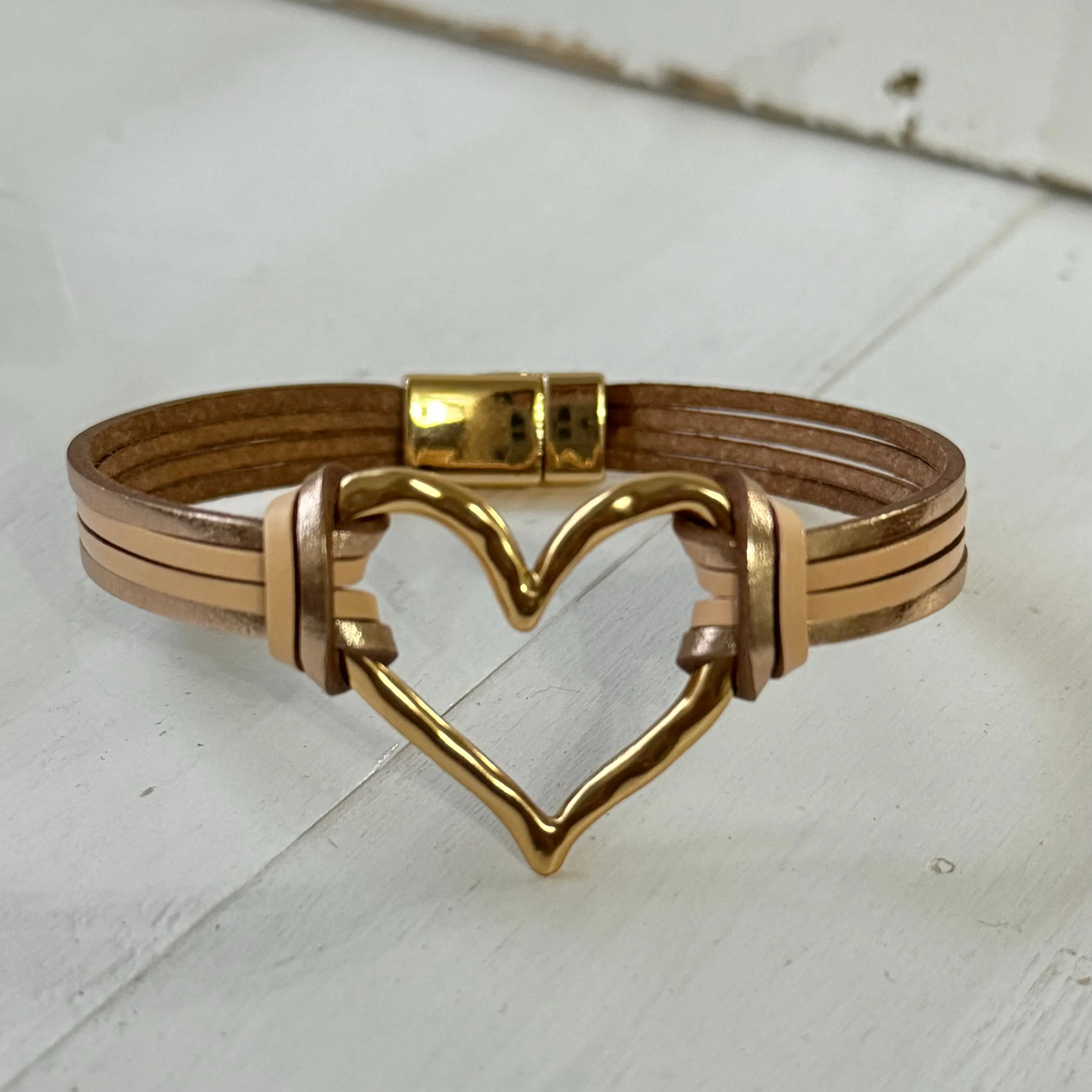 Gold Heart Cuff Bracelet
