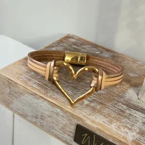 Gold Heart Cuff Bracelet