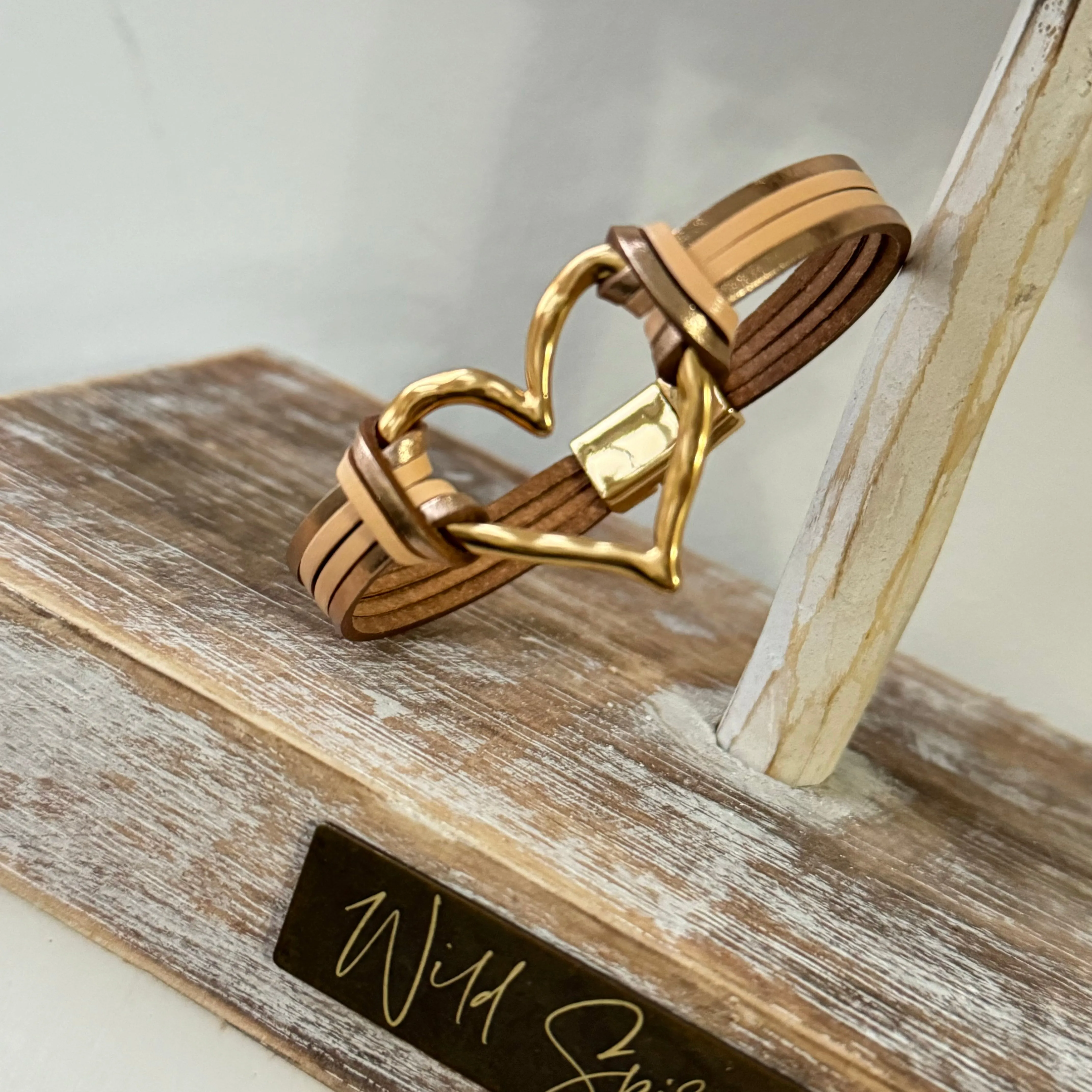 Gold Heart Cuff Bracelet