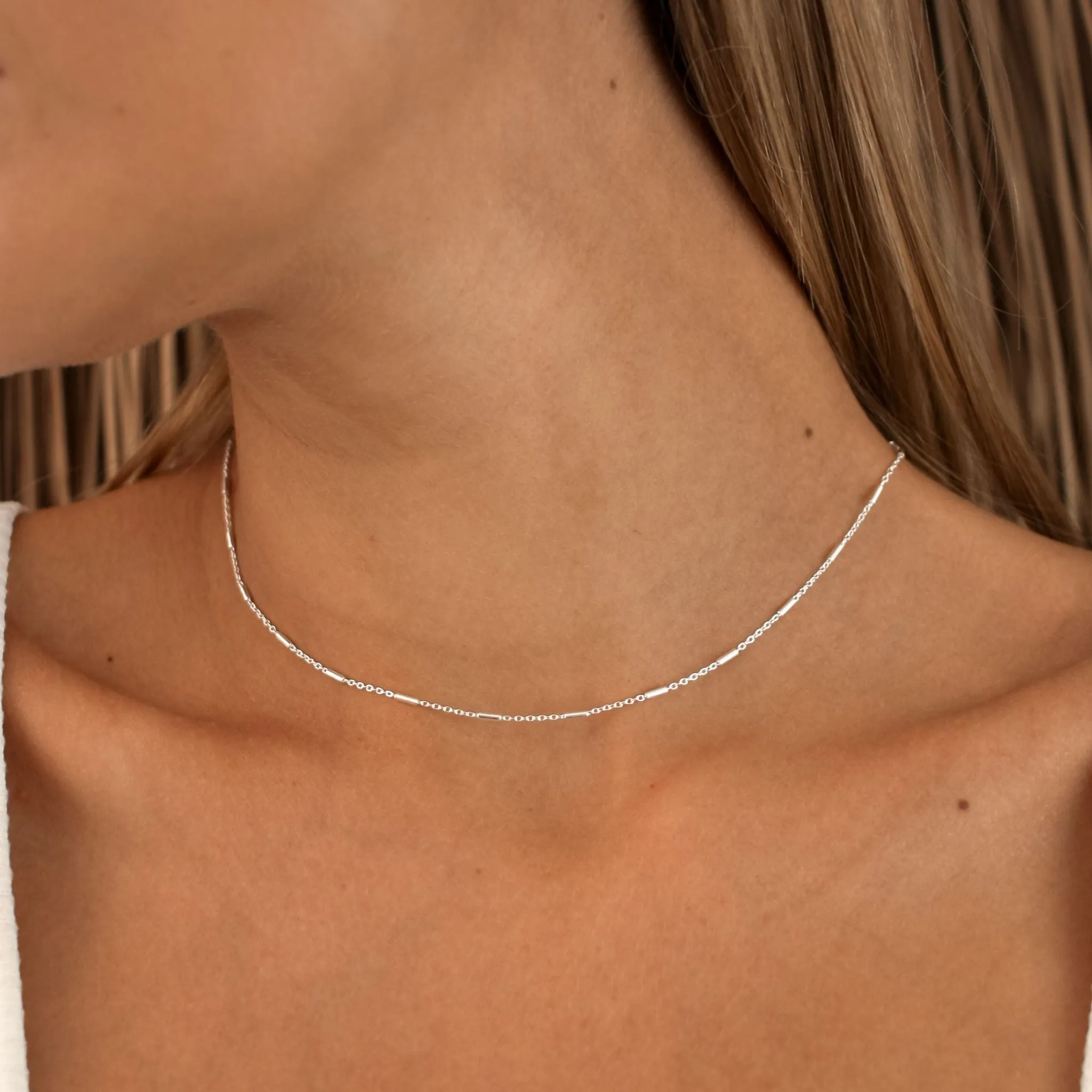 Gold Italian Waterproof Staggered Bar Necklace