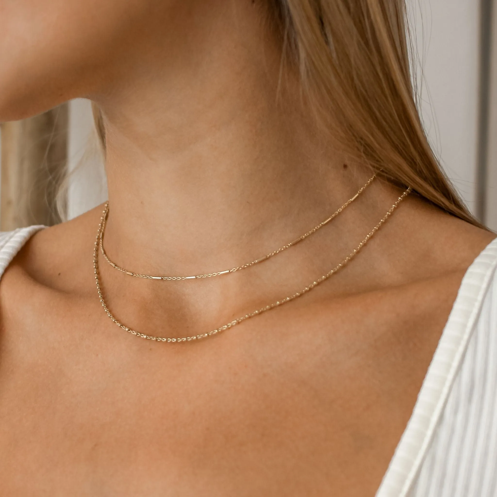 Gold Italian Waterproof Staggered Bar Necklace