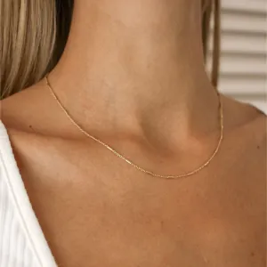 Gold Italian Waterproof Staggered Bar Necklace