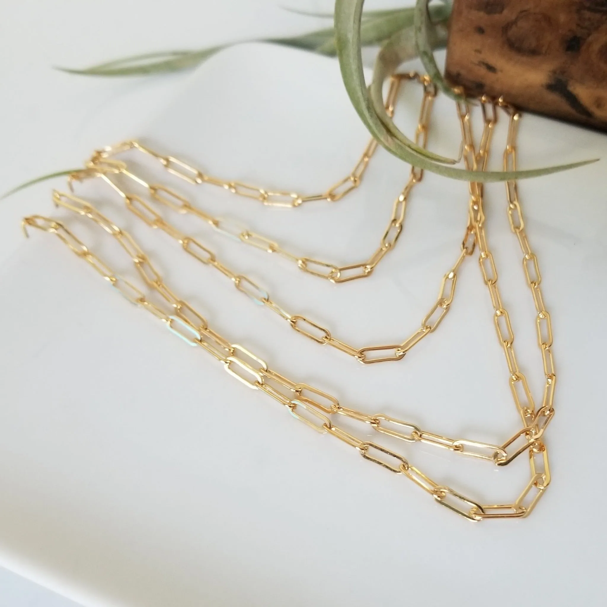 Gold Paperclip Layering Necklace