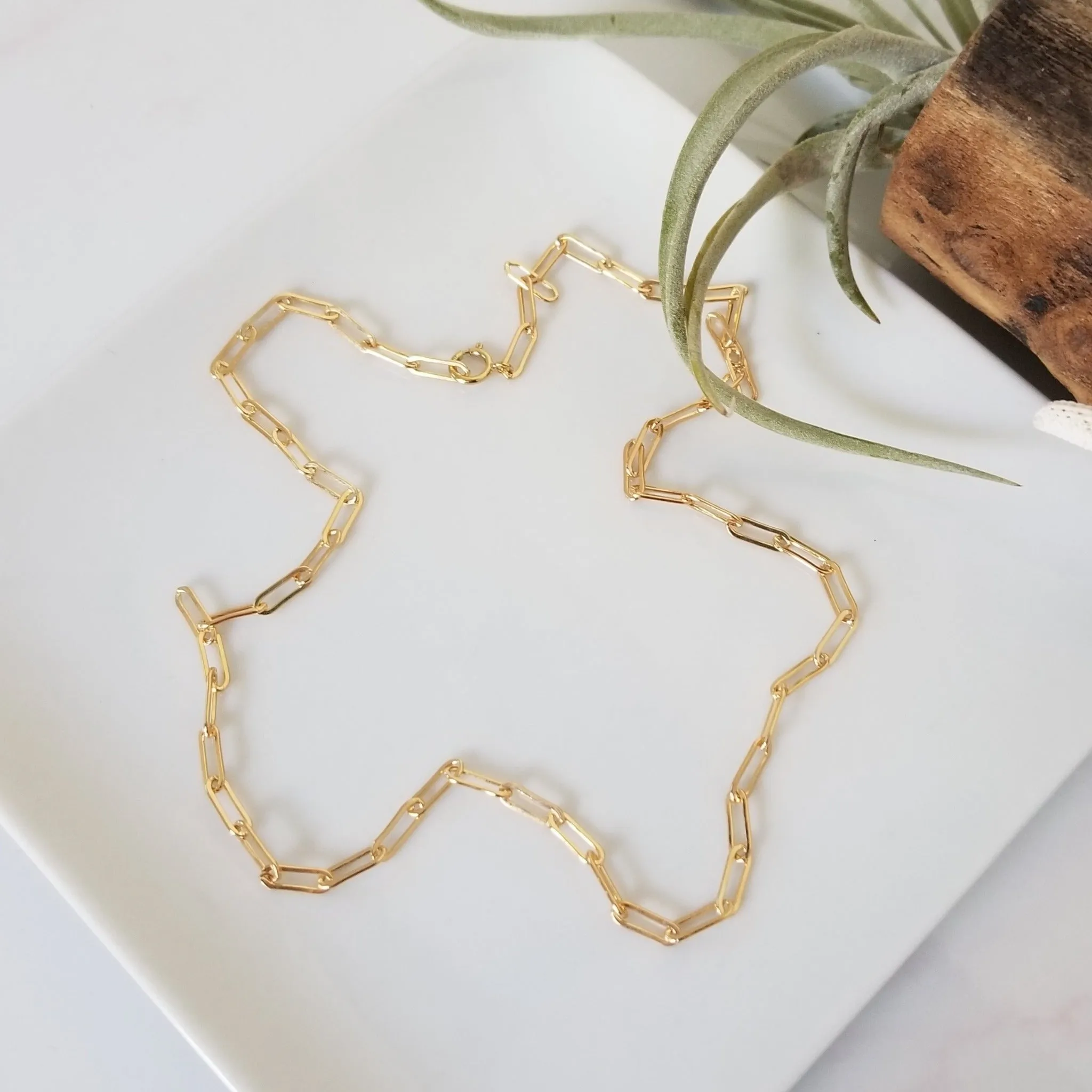 Gold Paperclip Layering Necklace
