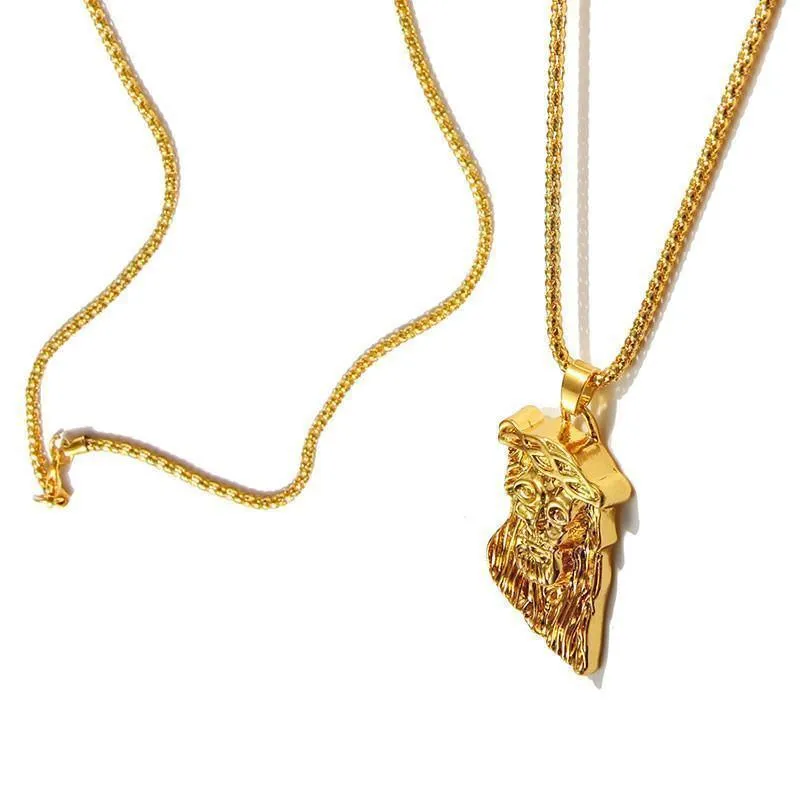 Gold Plated Necklace Jesus Piece Necklace Hip pop Jesus Pendant 75 Chain