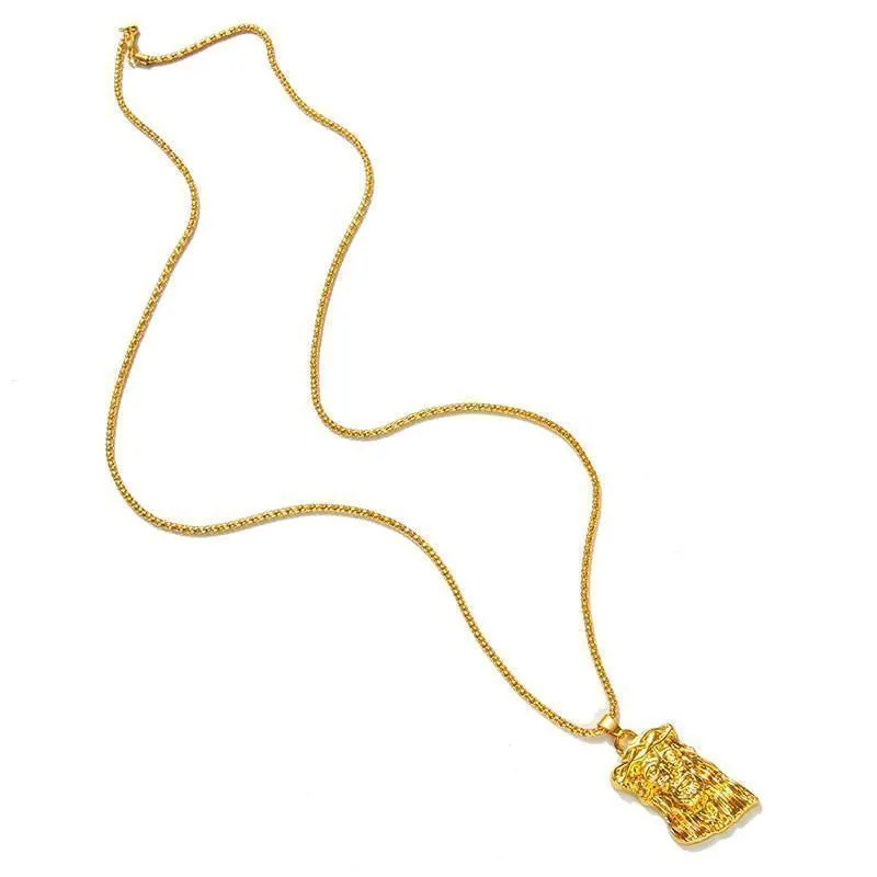 Gold Plated Necklace Jesus Piece Necklace Hip pop Jesus Pendant 75 Chain