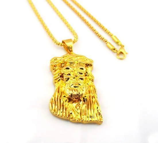 Gold Plated Necklace Jesus Piece Necklace Hip pop Jesus Pendant 75 Chain