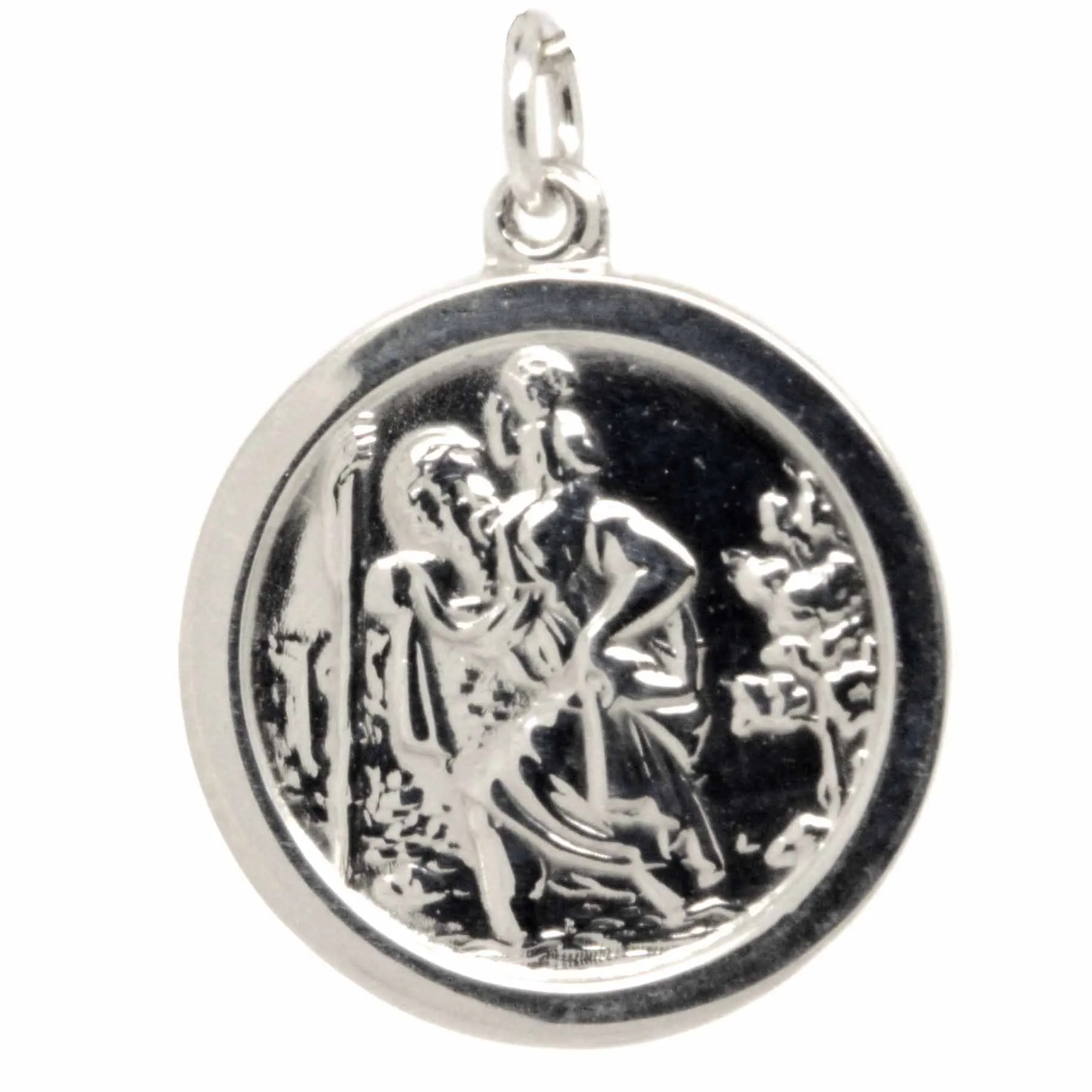 Gold St Christopher Charm - Medium Round