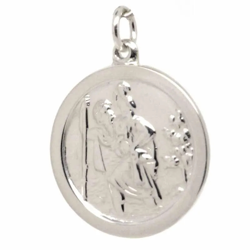 Gold St Christopher Charm - Medium Round