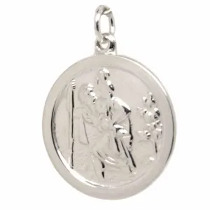 Gold St Christopher Charm - Medium Round