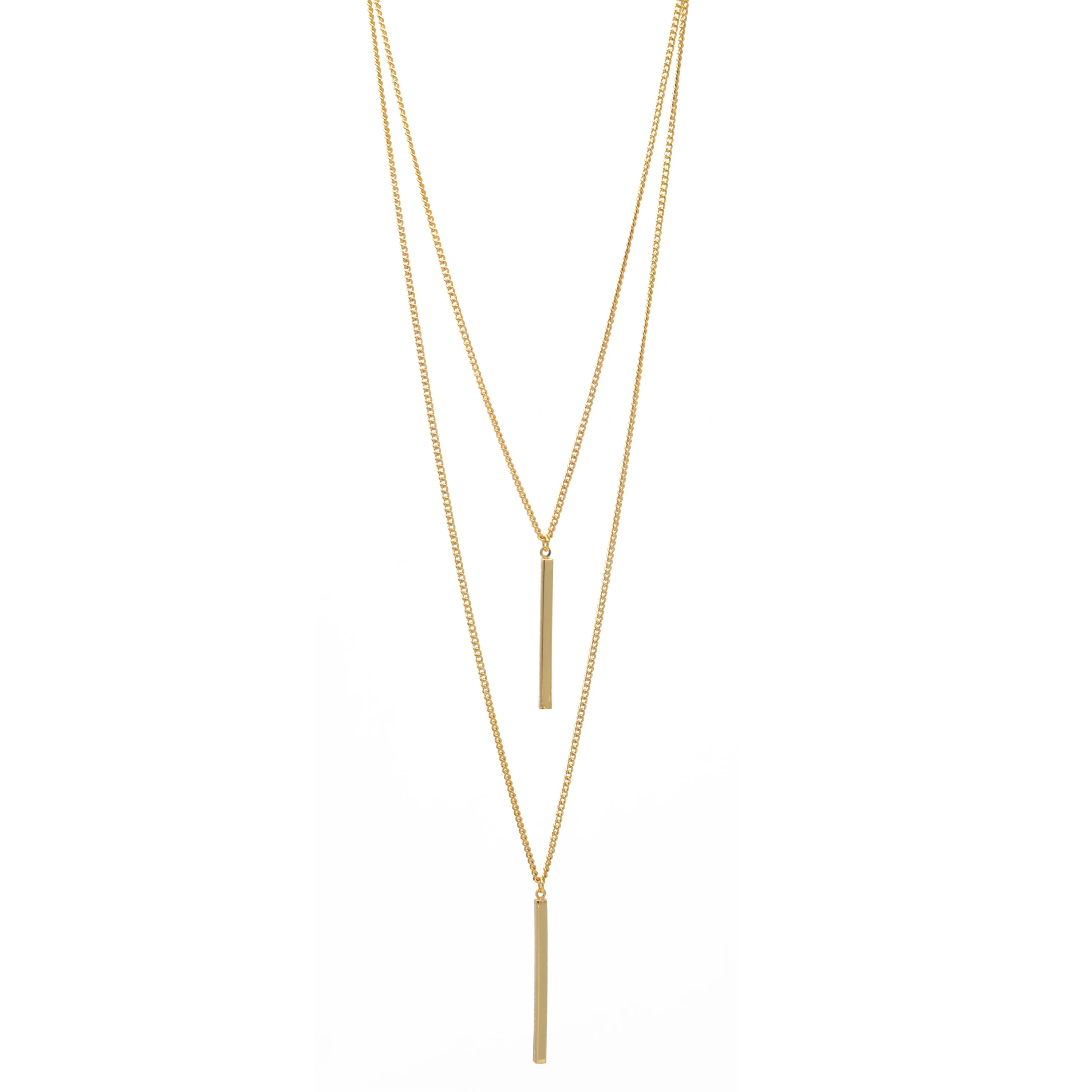 GOLD VERTICAL BAR  LAYER NECKLACE #HNN89047GD (RE19)