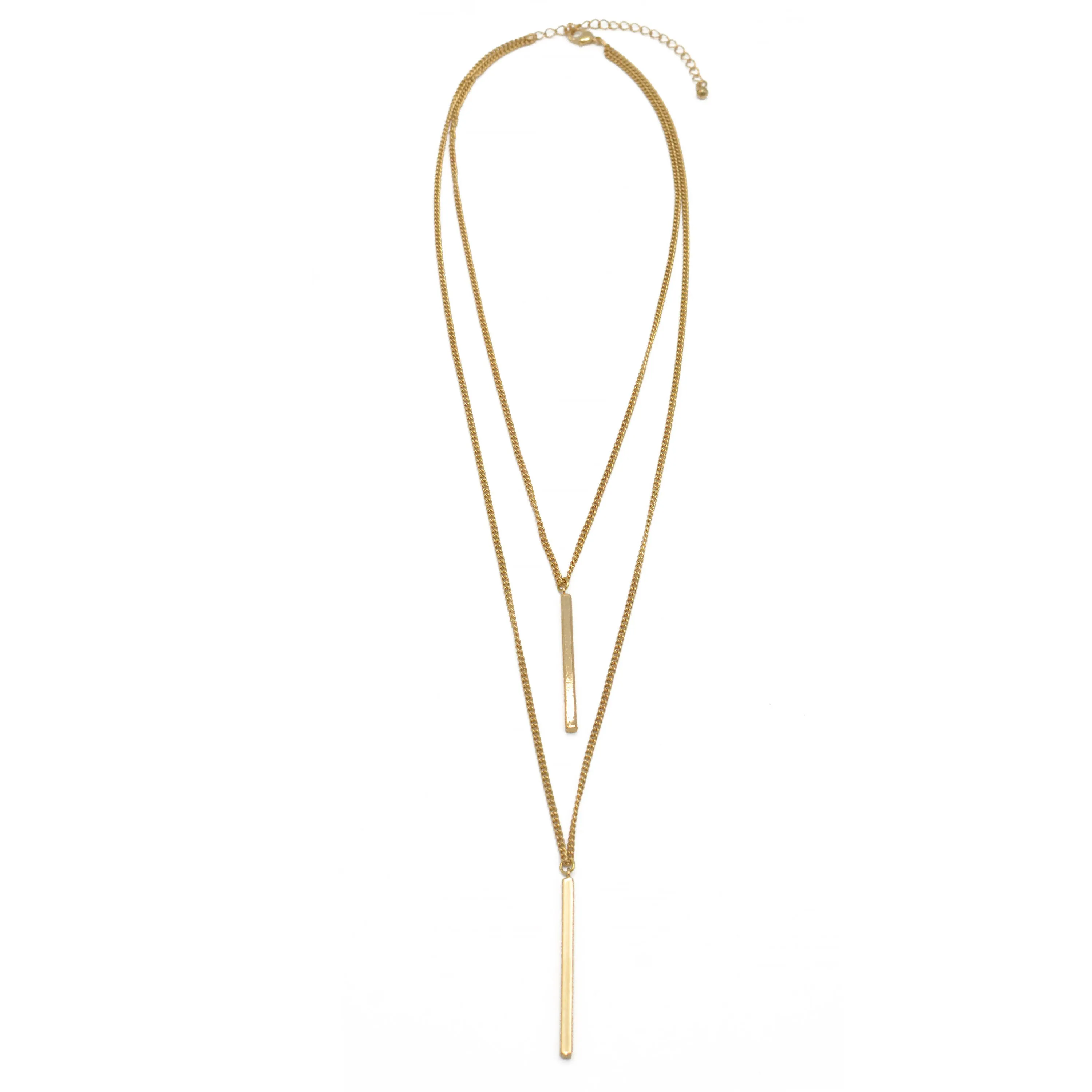 GOLD VERTICAL BAR  LAYER NECKLACE #HNN89047GD (RE19)