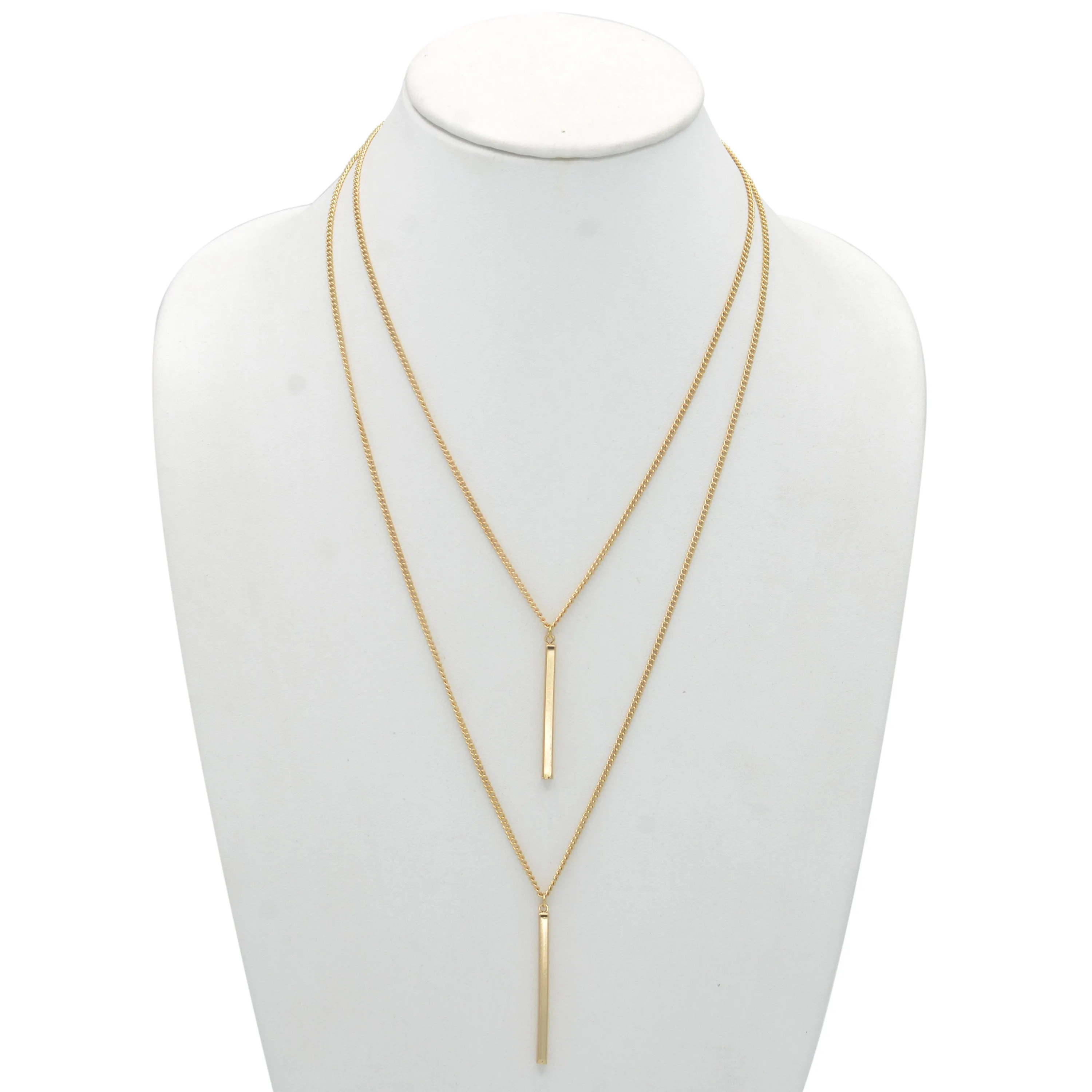 GOLD VERTICAL BAR  LAYER NECKLACE #HNN89047GD (RE19)