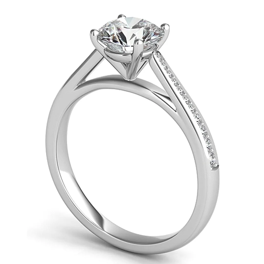 Graduated Pave-Set Diamond Engagement Ring