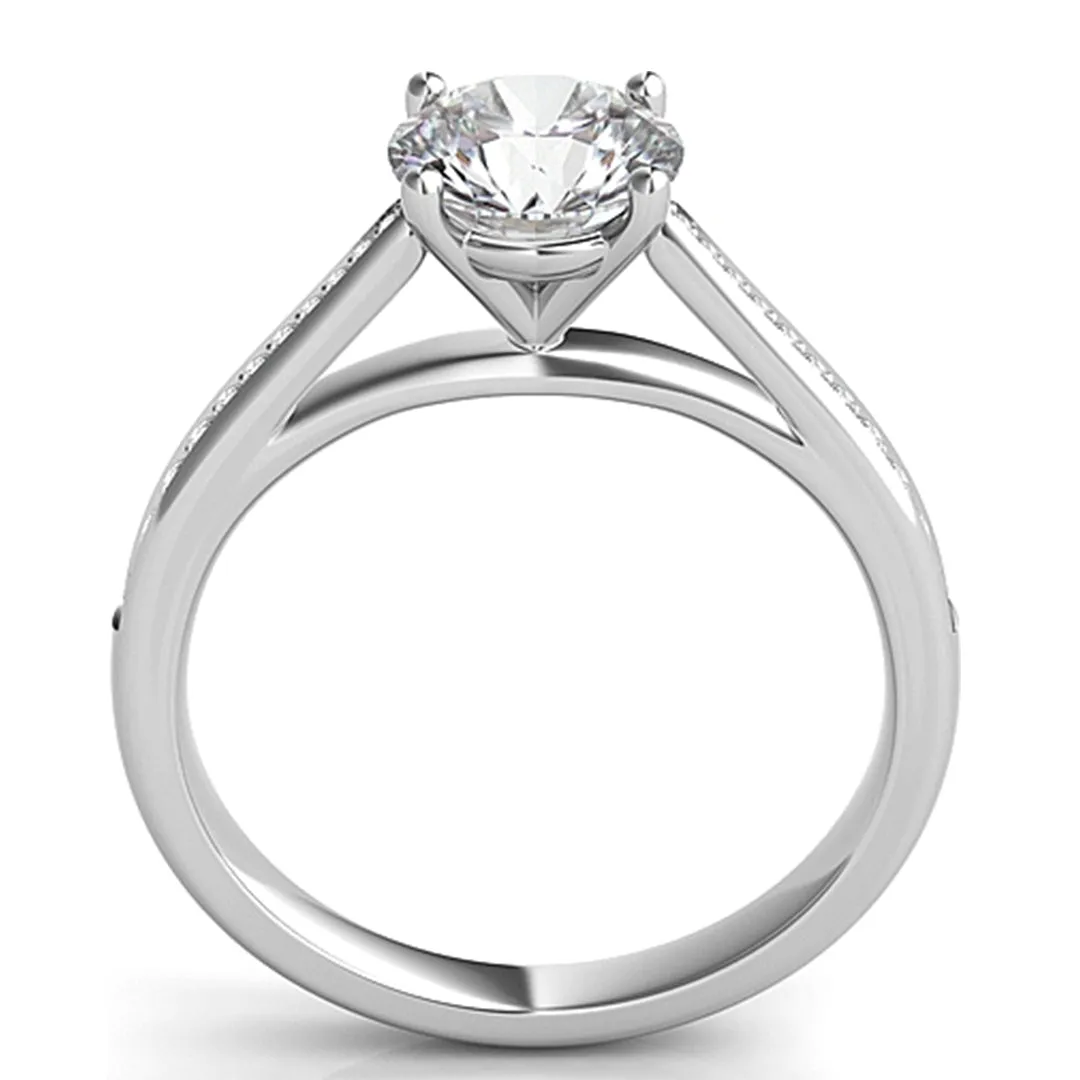 Graduated Pave-Set Diamond Engagement Ring