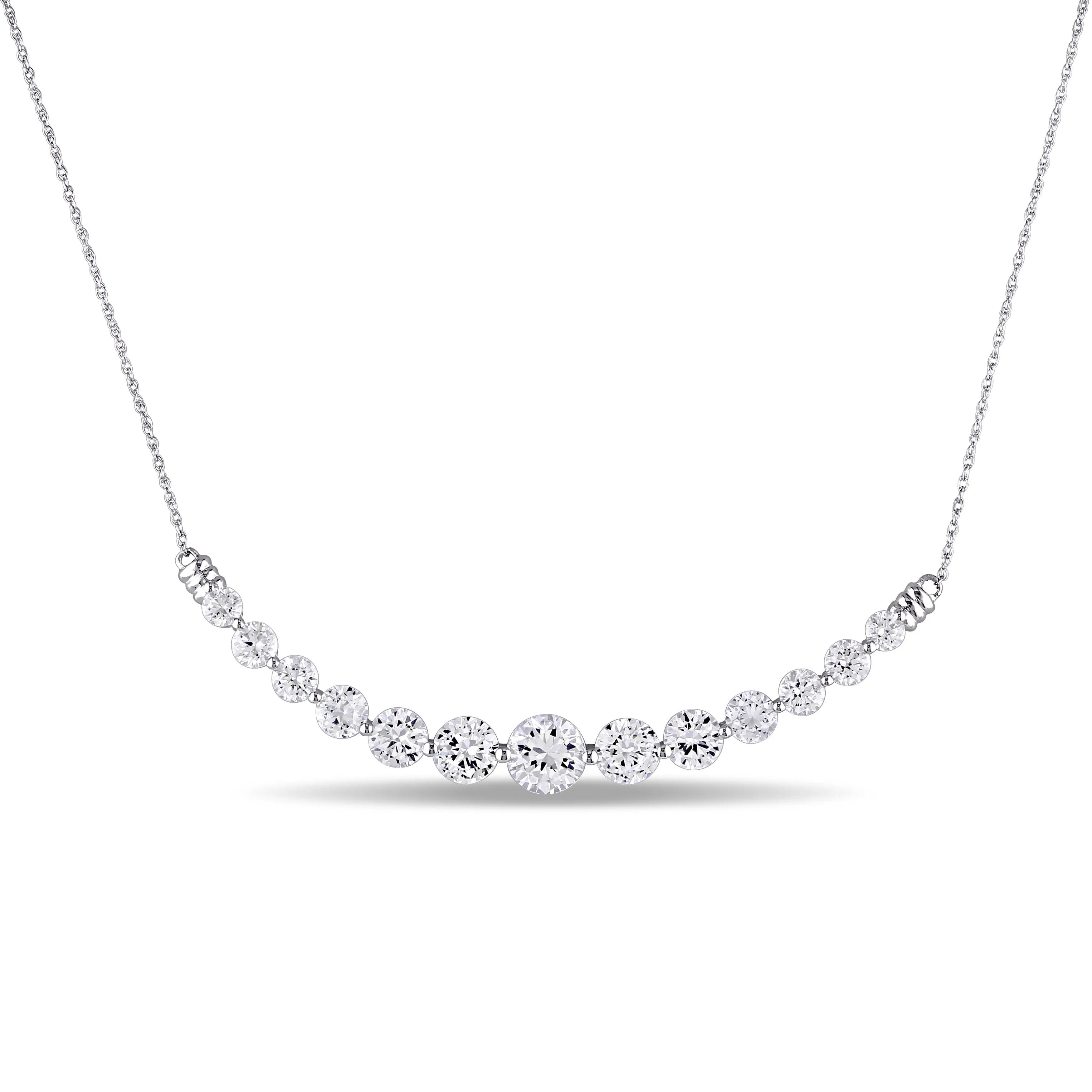 Graduated Sapphire Curved Bar Necklace