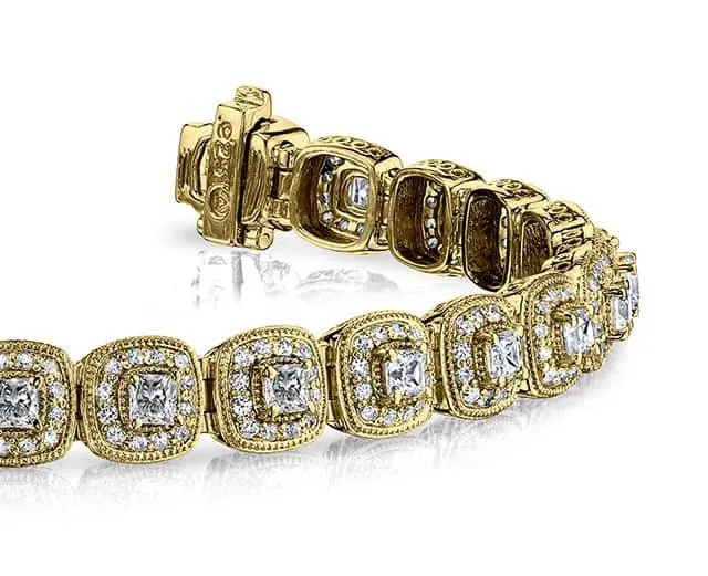 Grand Princess Cut Diamond Bracelet with 7.60 ct.(finished) 1.1mm, 4.3mm
