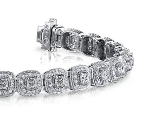 Grand Princess Cut Diamond Bracelet with 7.60 ct.(finished) 1.1mm, 4.3mm