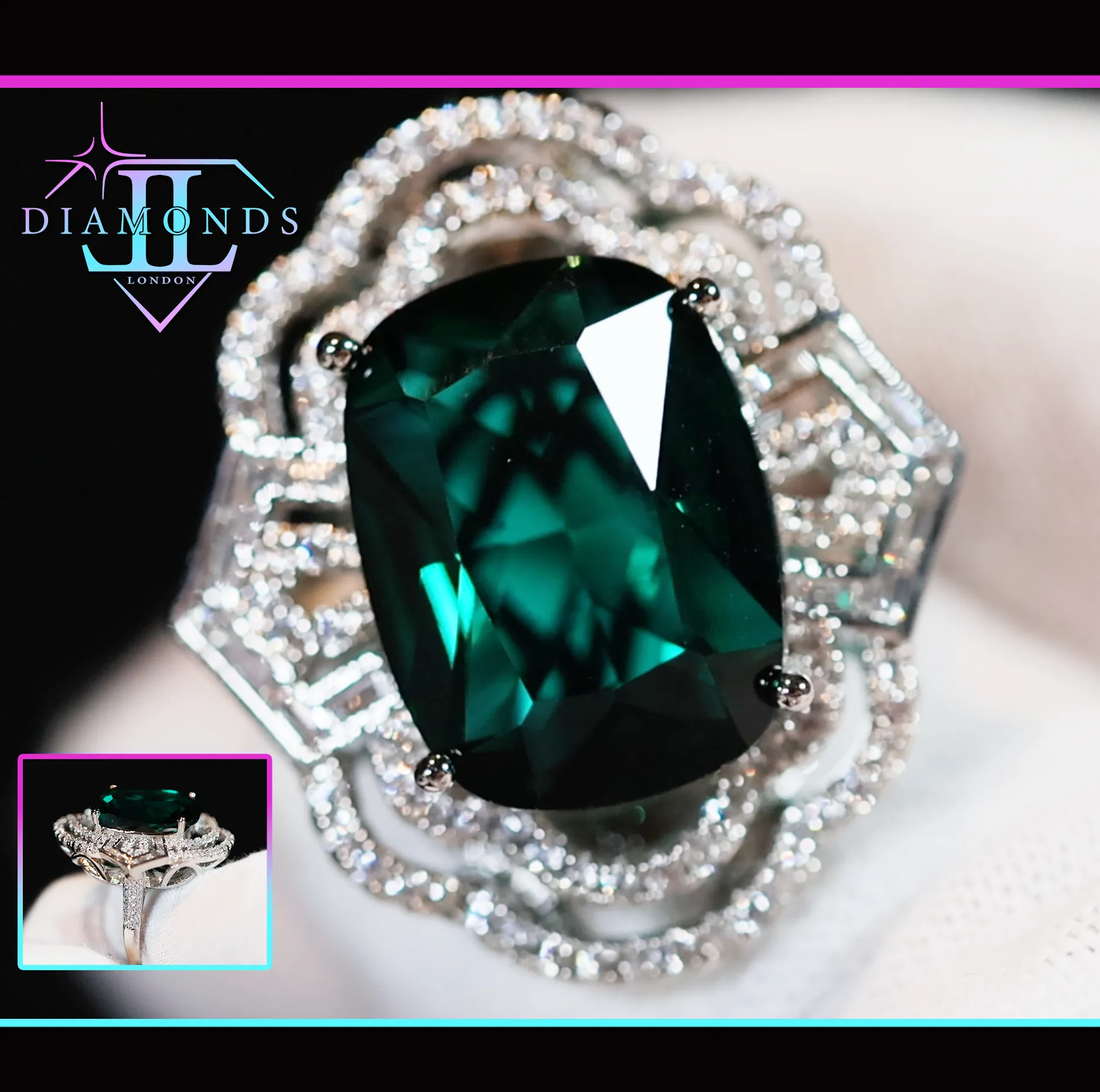 Green Statement Ring | Green Diamond Ring | Big Diamond Engagement Ring
