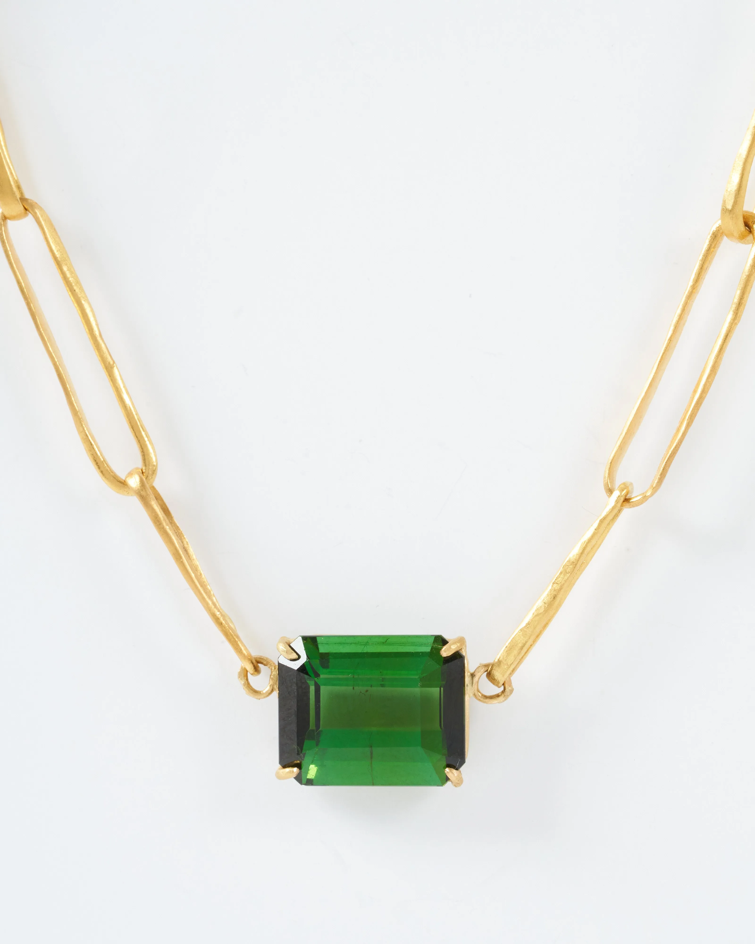 green tourmaline heavy link chain necklace
