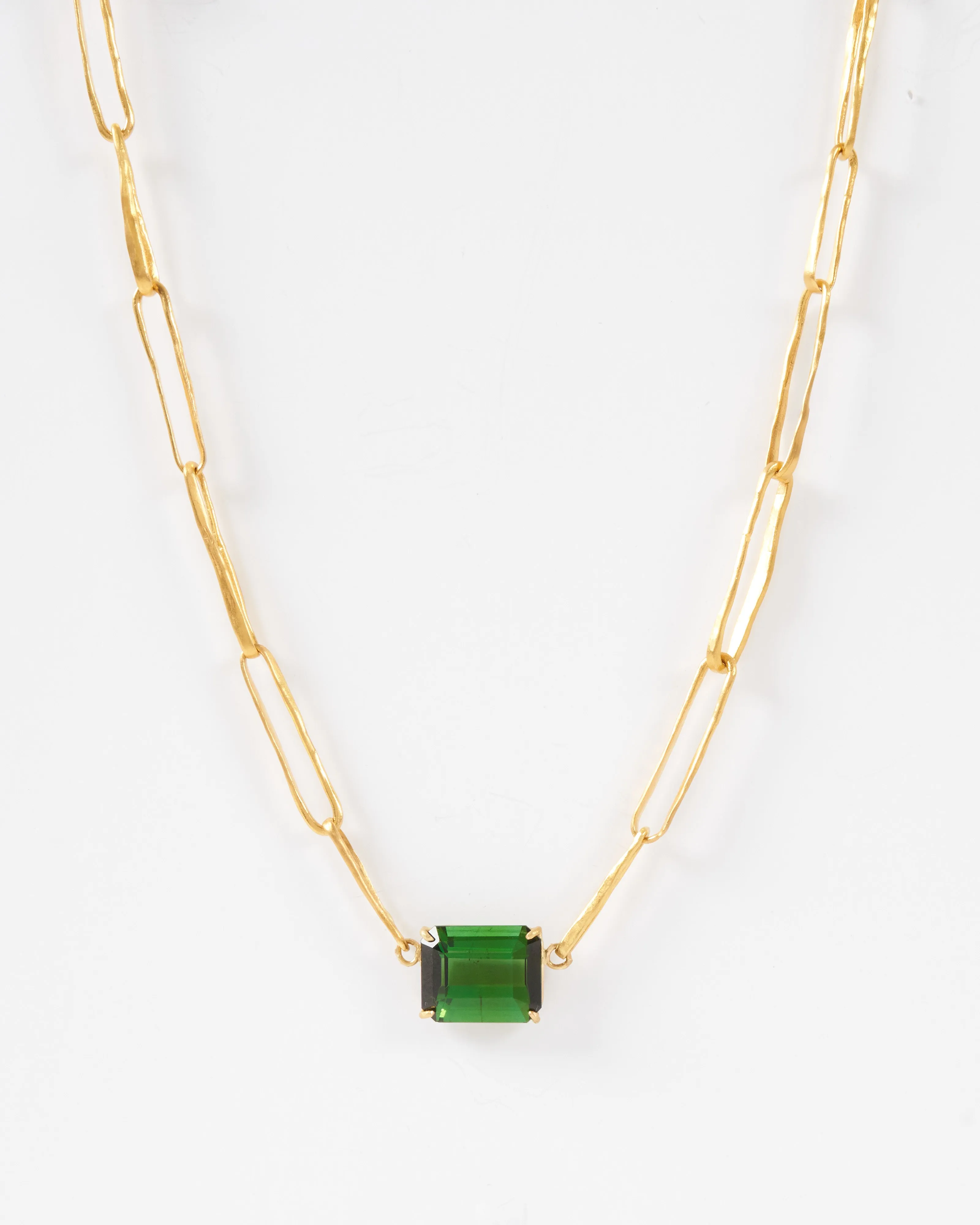 green tourmaline heavy link chain necklace