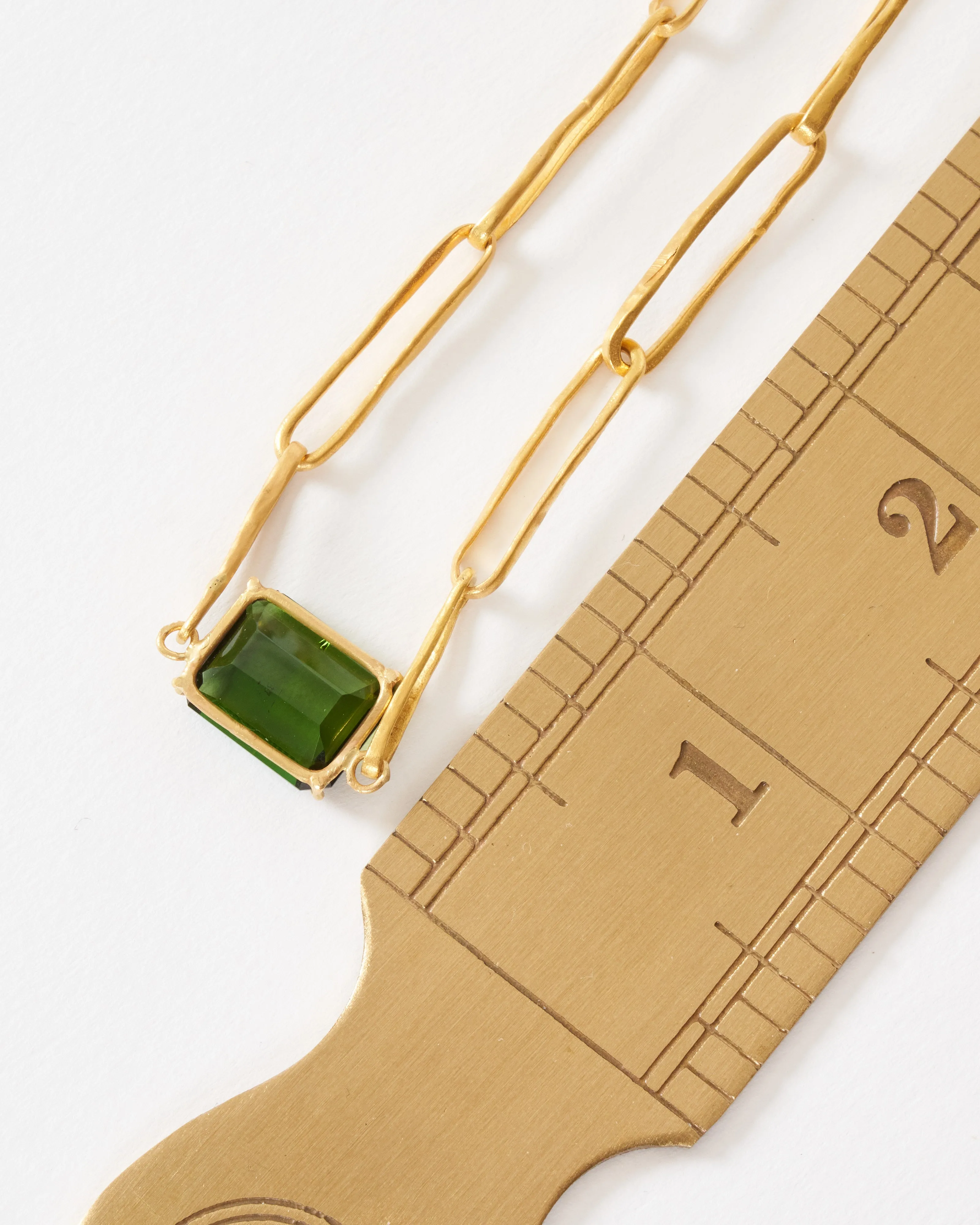 green tourmaline heavy link chain necklace