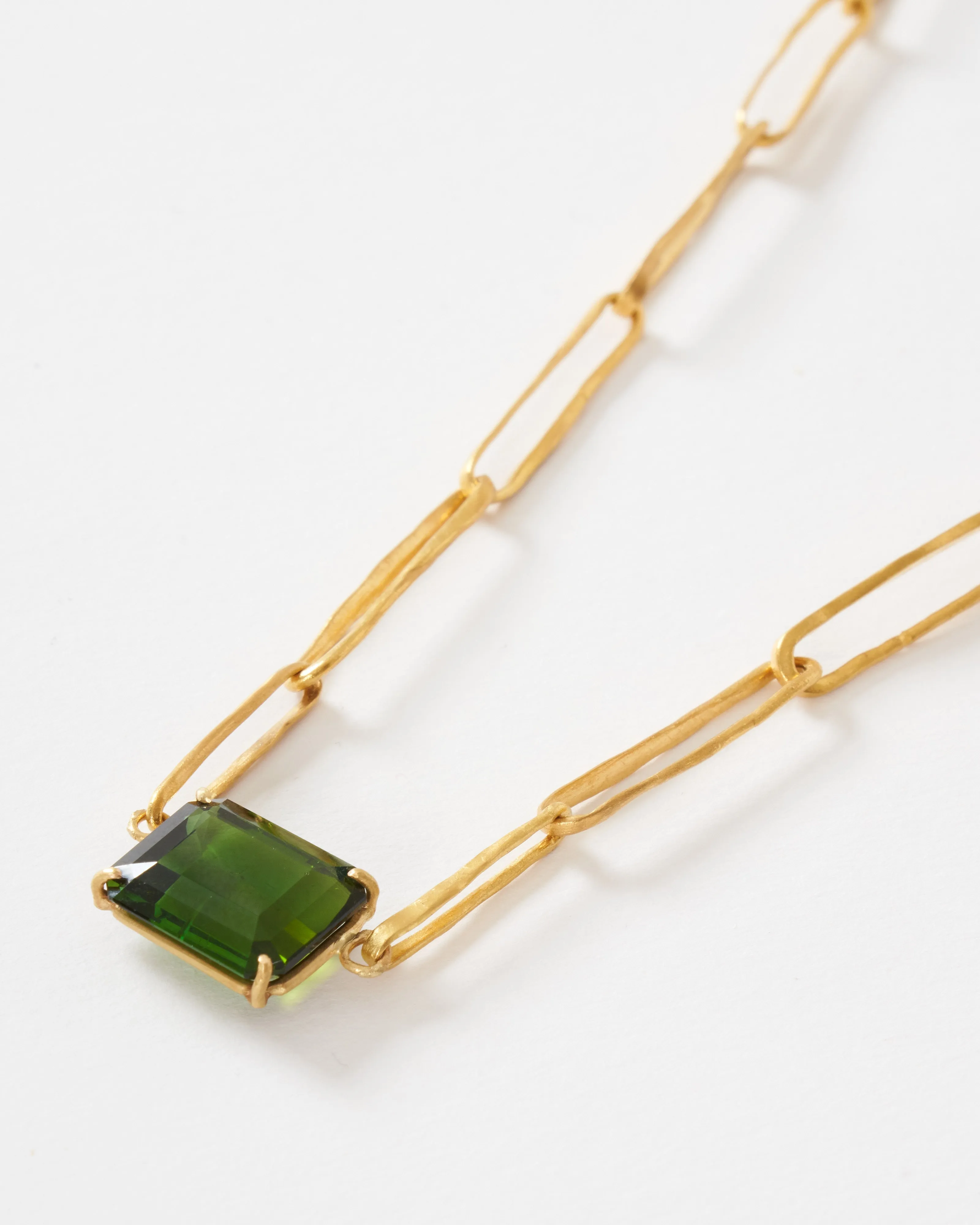 green tourmaline heavy link chain necklace