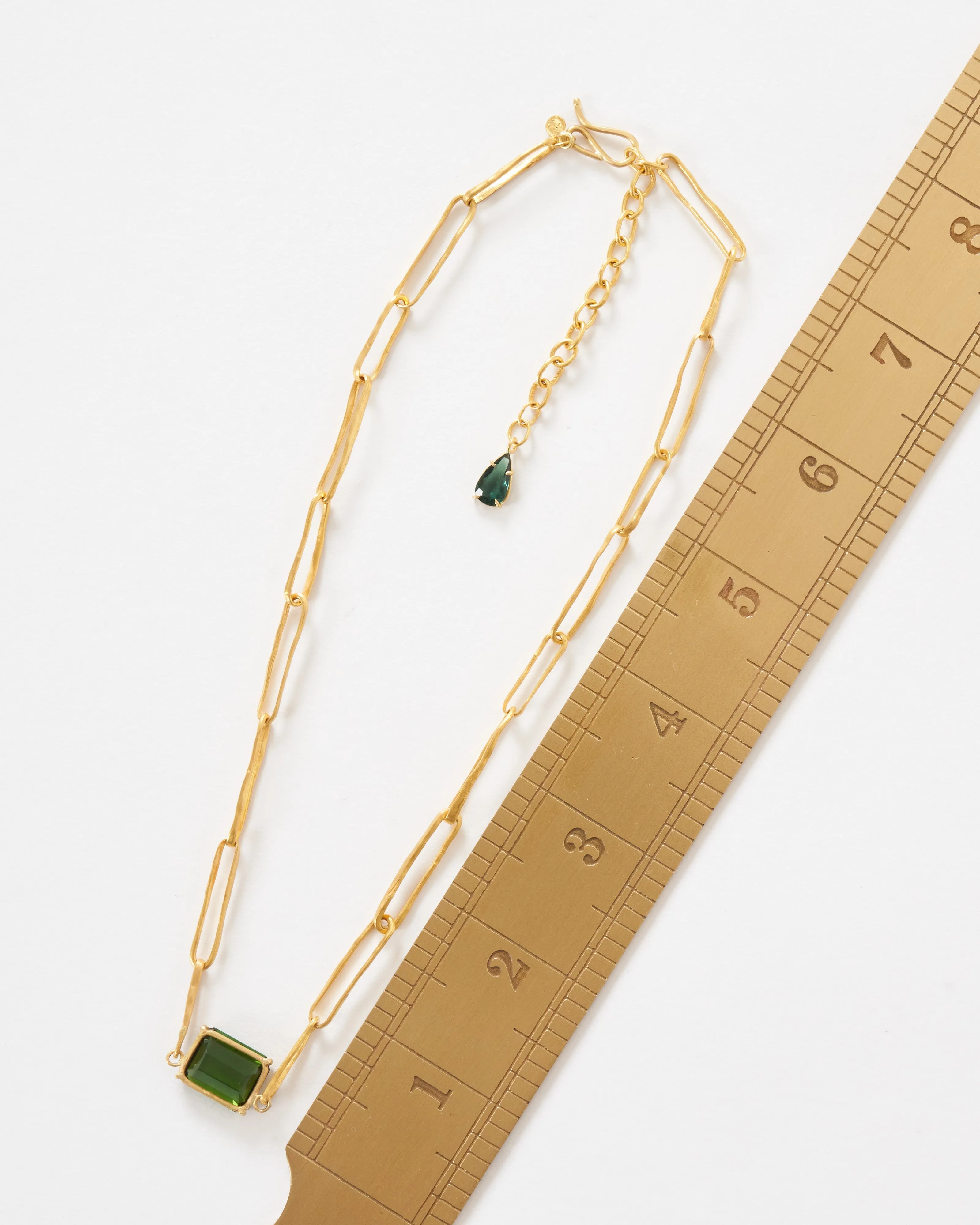 green tourmaline heavy link chain necklace