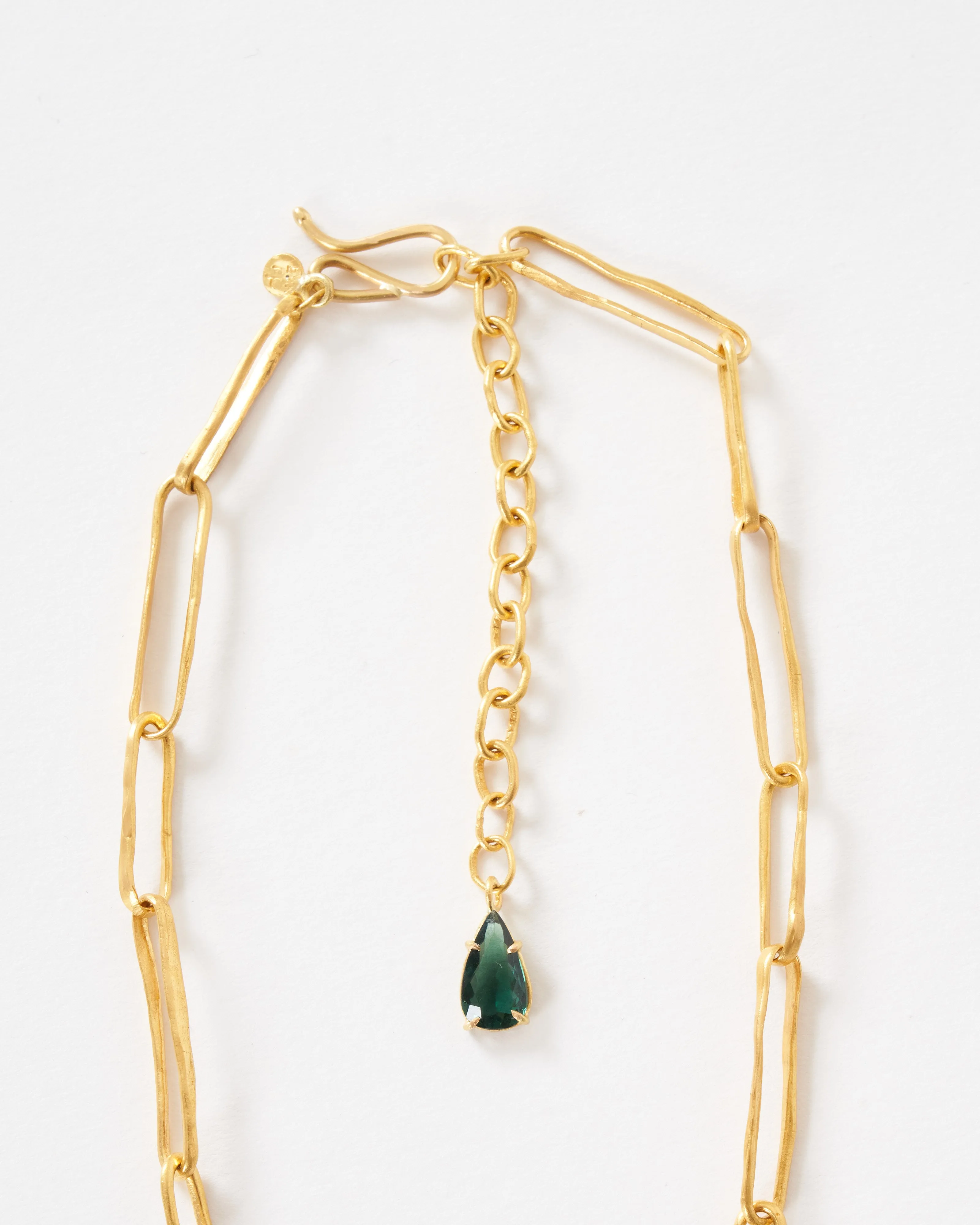 green tourmaline heavy link chain necklace