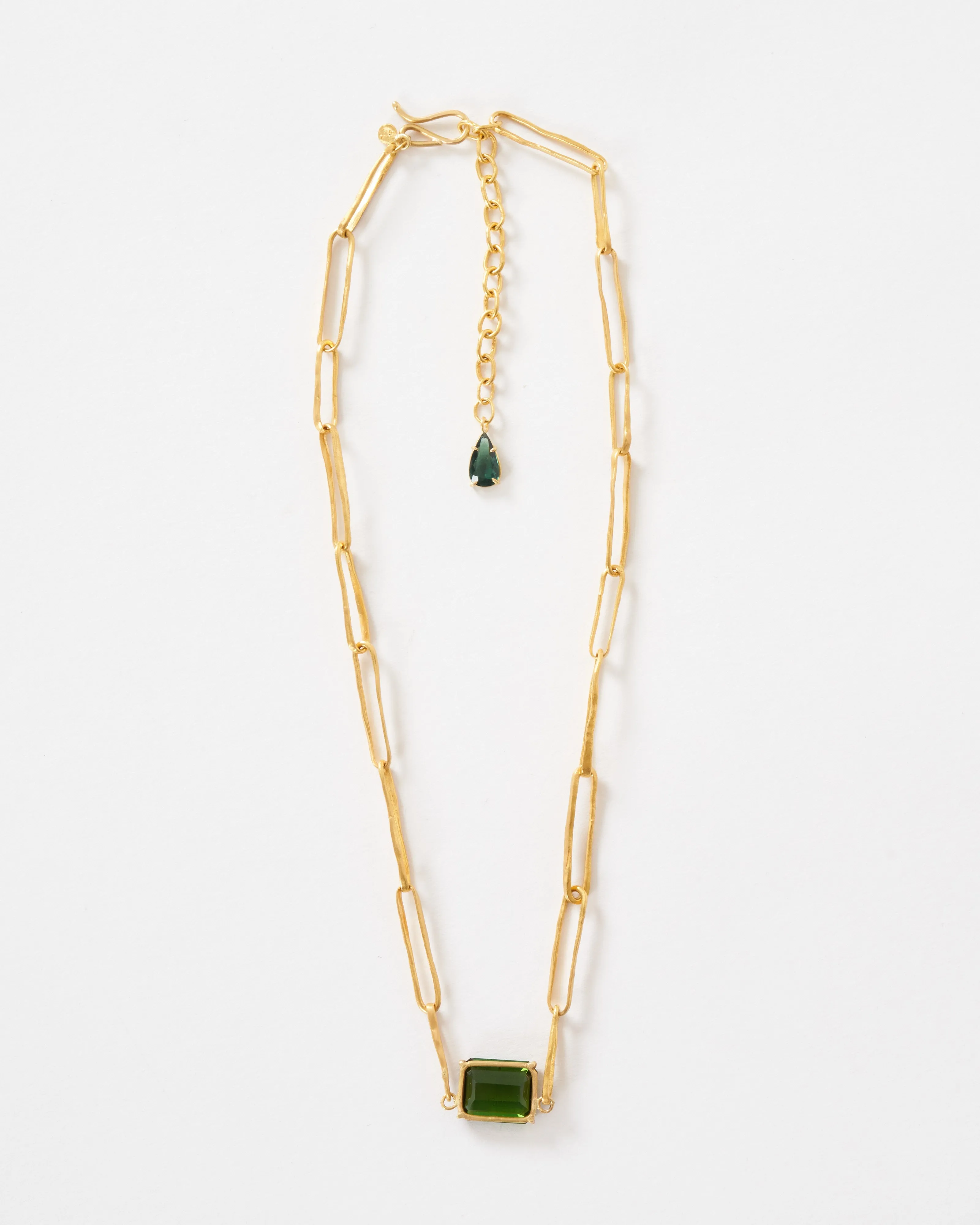 green tourmaline heavy link chain necklace