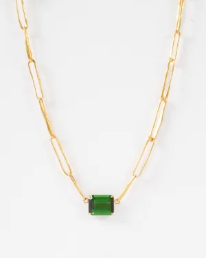 green tourmaline heavy link chain necklace
