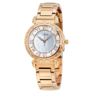 Guess Hampton Rose Gold Stainless Steel Mother of pearl Dial Quartz Watch for Ladies - W0831L2