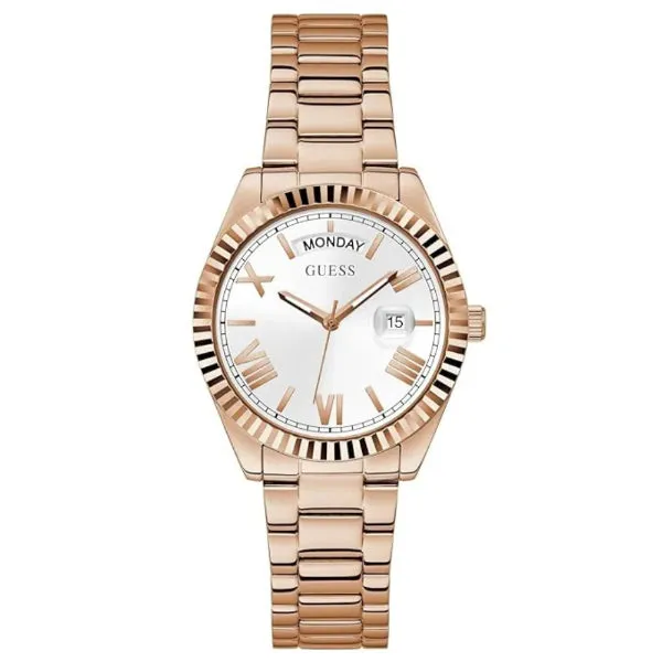 Guess Luna Rose Gold Stainless Steel Silver Dial Quartz Watch for Ladies - GW0308L3
