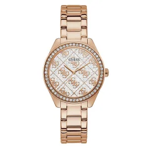 Guess Sugar Rose Gold Stainless Steel White Dial Quartz Watch for Ladies - GW0001L3