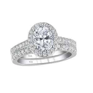 Halo Oval Cut Engagement Ring Set